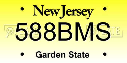 588BMS New Jersey License Plate