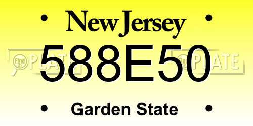 588E50 New Jersey License Plate
