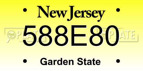588E80 New Jersey License Plate
