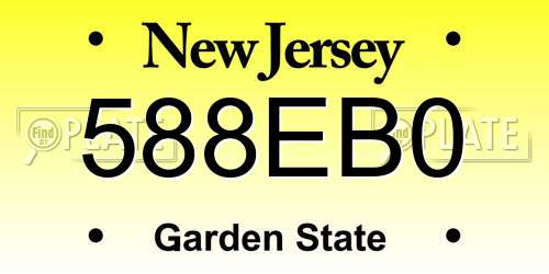 588EB0 New Jersey License Plate