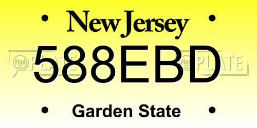 588EBD New Jersey License Plate