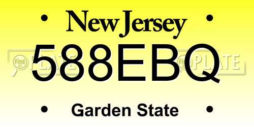 588EBQ New Jersey License Plate