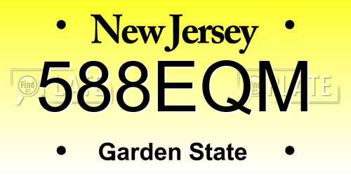 588EQM New Jersey License Plate