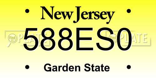 588ES0 New Jersey License Plate