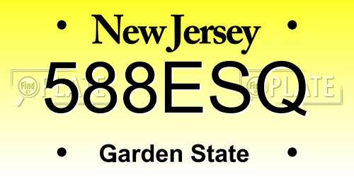 588ESQ New Jersey License Plate