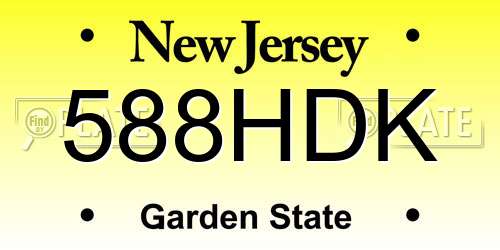 588HDK New Jersey License Plate