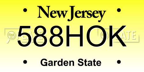 588HOK New Jersey License Plate