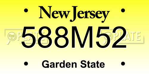 588M52 New Jersey License Plate