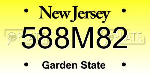 588M82 New Jersey License Plate