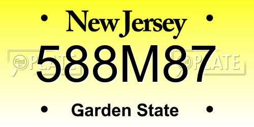 588M87 New Jersey License Plate