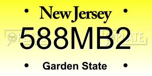 588MB2 New Jersey License Plate