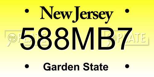 588MB7 New Jersey License Plate