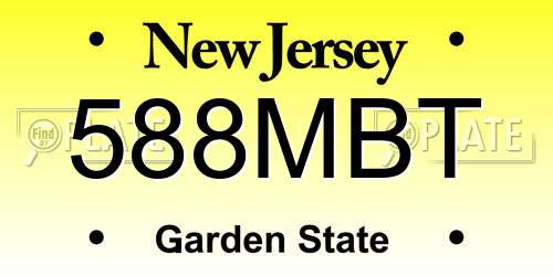 588MBT New Jersey License Plate