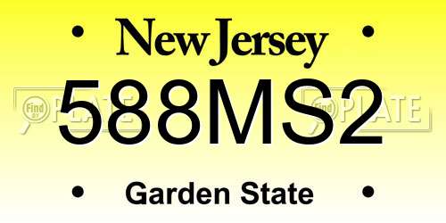 588MS2 New Jersey License Plate