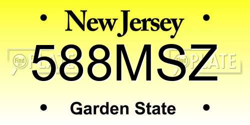588MSZ New Jersey License Plate