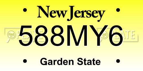 588MY6 New Jersey License Plate