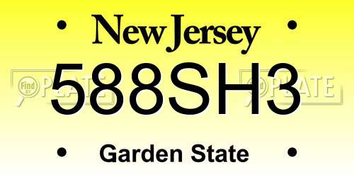 588SH3 New Jersey License Plate
