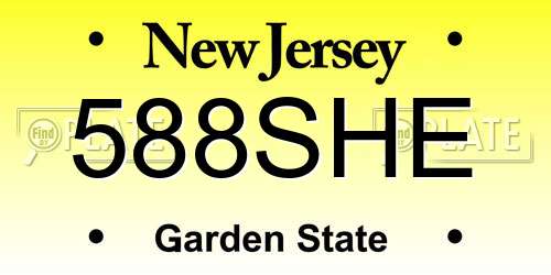 588SHE New Jersey License Plate