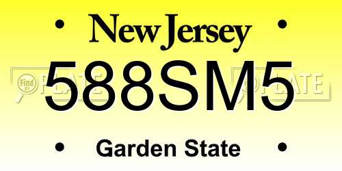 588SM5 New Jersey License Plate