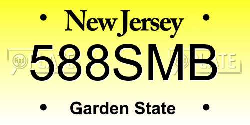 588SMB New Jersey License Plate
