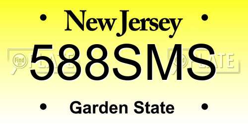 588SMS New Jersey License Plate