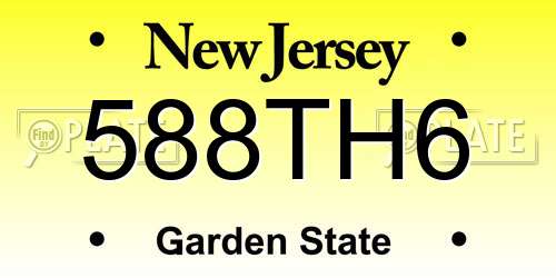 588TH6 New Jersey License Plate