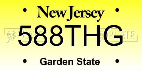 588THG New Jersey License Plate