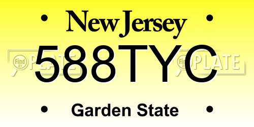 588TYC New Jersey License Plate