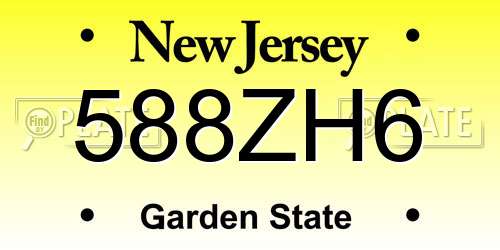 588ZH6 New Jersey License Plate