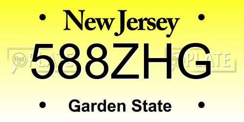 588ZHG New Jersey License Plate