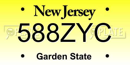 588ZYC New Jersey License Plate