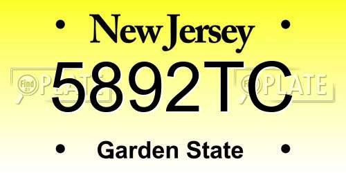 5892TC New Jersey License Plate
