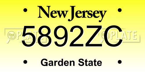 5892ZC New Jersey License Plate