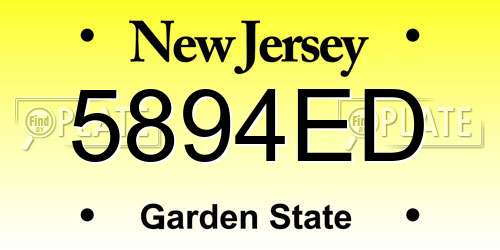 5894ED New Jersey License Plate