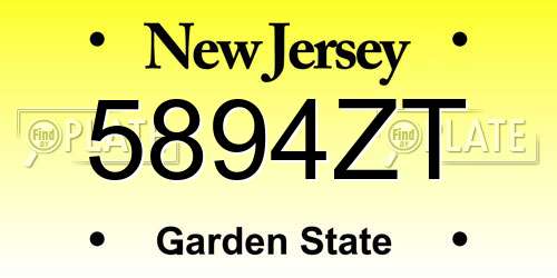5894ZT New Jersey License Plate