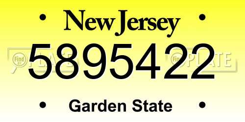 5895422 New Jersey License Plate