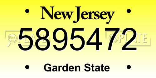 5895472 New Jersey License Plate