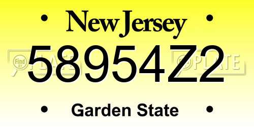 58954Z2 New Jersey License Plate