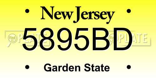 5895BD New Jersey License Plate