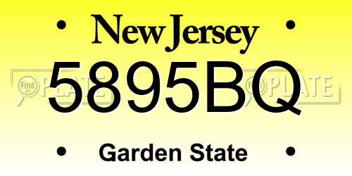 5895BQ New Jersey License Plate