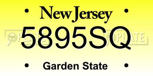 5895SQ New Jersey License Plate