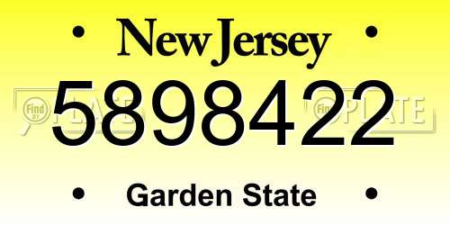 5898422 New Jersey License Plate