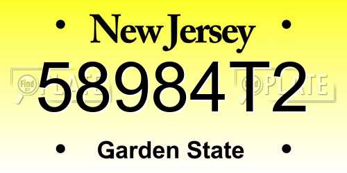 58984T2 New Jersey License Plate