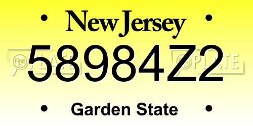 58984Z2 New Jersey License Plate
