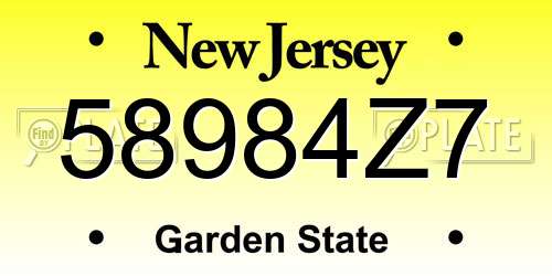 58984Z7 New Jersey License Plate