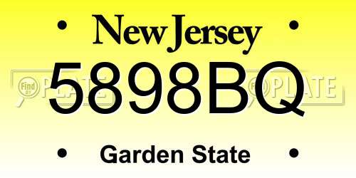 5898BQ New Jersey License Plate