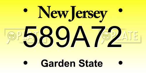 589A72 New Jersey License Plate