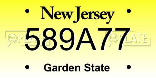 589A77 New Jersey License Plate