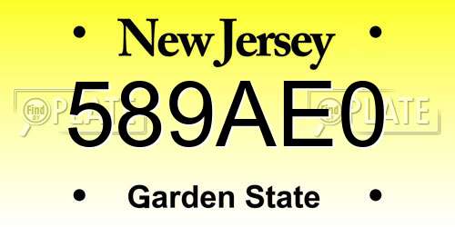 589AE0 New Jersey License Plate