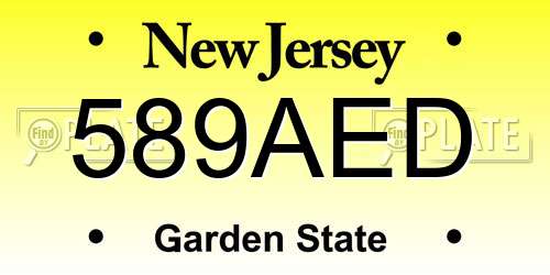 589AED New Jersey License Plate